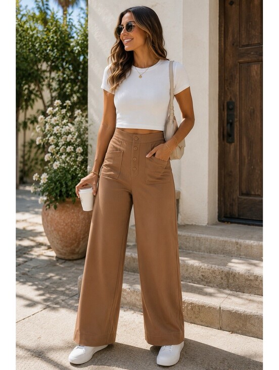 Halara Pants - Halara Brown Large DayStretch High Waisted Pockets Straight Leg Casual Pants
